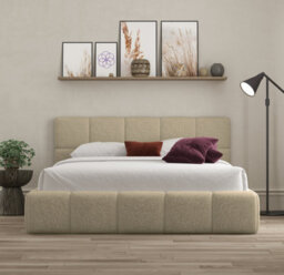 Ds Living Ovella Cubed Upholstered Boucle Latte Bed - thumbnail 2