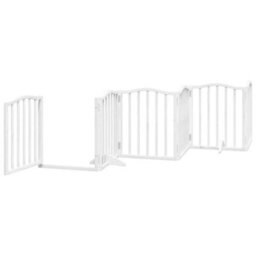 Walplus White Dog Gate With Door Foldable 6 Panels 300 Cm Poplar Wood - thumbnail 4