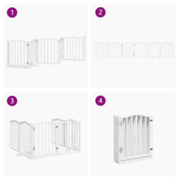Walplus White Dog Gate With Door Foldable 6 Panels 300 Cm Poplar Wood - thumbnail 7