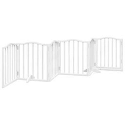 Walplus White Dog Gate With Door Foldable 6 Panels 300 Cm Poplar Wood - thumbnail 6