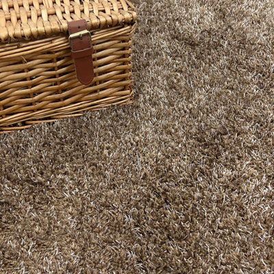 Carpet Shop Online Hades Hazelnut Brown Luxury Shaggy Carpet 5M X 4M - image 1