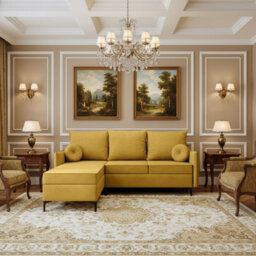 Leon L Living Room Corner Sofa Bed Has Dl Mechanism Storage Box Mdf Frame Bonell Springs 213X168X101Cm Yellow Left - thumbnail 1