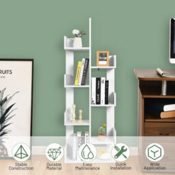 Costway 8 Tier Bookshelf Storage Display Floor Standing Bookcase Shelving Organizer Home - thumbnail 4