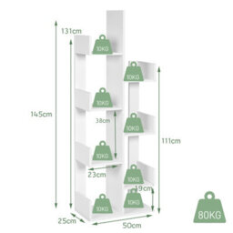 Costway 8 Tier Bookshelf Storage Display Floor Standing Bookcase Shelving Organizer Home - thumbnail 2