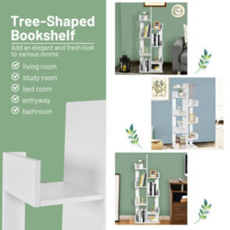 Costway 8 Tier Bookshelf Storage Display Floor Standing Bookcase Shelving Organizer Home - thumbnail 3