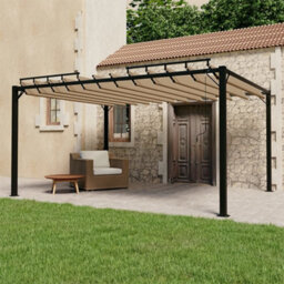 Berkfield Gazebo With Louvered Roof 3X4 M Taupe Fabric And Aluminium