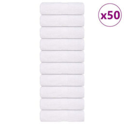 Berkfield Wash Towels 50 Pcs Frogn White 30X30 Cm 100% Cotton