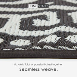 Homescapes Luxury Round Outdoor Rug Waterproof Reversible For Garden, 180 Cm, Black & White, 100% Recycled, Enid Aztec - thumbnail 4