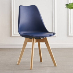 Life Interiors 5Pcs Dining Set - An Oak Round Dining Table & Set Of 4 Royal Blue Lorenzo Tulip Chairs With Padded Seat - thumbnail 5