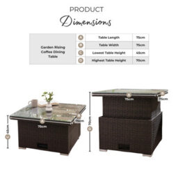 Furniturebox Uk Orlando Beige Rattan Rising Garden Coffee Dining Table - thumbnail 7