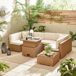 Furniturebox Uk Orlando Beige Rattan Rising Garden Coffee Dining Table - thumbnail 6