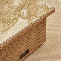 Furniturebox Uk Orlando Beige Rattan Rising Garden Coffee Dining Table - thumbnail 5