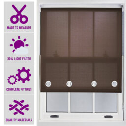 Made To Measure Daylight Roller Blind With Big Round Eyelets - (W)120Cm X (L)165Cm Mocha By Furnished - thumbnail 1