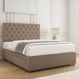 Bsspoke Mia Divan Bed Set Mink Velvet With 24Inch Headboard & 4 Drawers & Memory Foam Spring Mattress In 4Ft6 4Ft 5Ft 6Ft - thumbnail 3