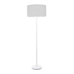 Valuelights Charles White Floor Lamp With Grey Drum Shade And Bulb - thumbnail 2