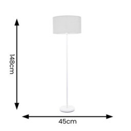 Valuelights Charles White Floor Lamp With Grey Drum Shade And Bulb - thumbnail 6