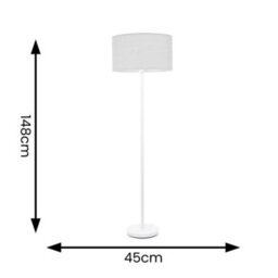 Valuelights Charles White Floor Lamp With Grey Drum Shade And Bulb - thumbnail 8