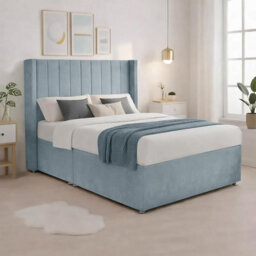 Luxury Sky Plush Milan Small Double Bed Frame With Mattress 54 Inches Wingback Headboard 2 Footend Storage Drawers - thumbnail 3