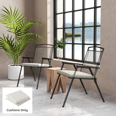 Outsunny 2Pcs Garden Chair Cushions, Waterproof Seat Pads, Cream White - image 1