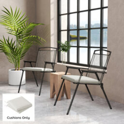 Outsunny 2Pcs Garden Chair Cushions, Waterproof Seat Pads, Cream White - thumbnail 1