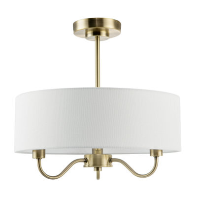 Happy Homewares Chic Chandelier Semi Flush Ceiling Light In Antique Brass With Shade - image 1