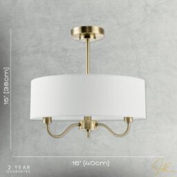 Happy Homewares Chic Chandelier Semi Flush Ceiling Light In Antique Brass With Shade - thumbnail 7