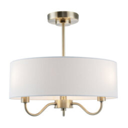 Happy Homewares Chic Chandelier Semi Flush Ceiling Light In Antique Brass With Shade - thumbnail 2