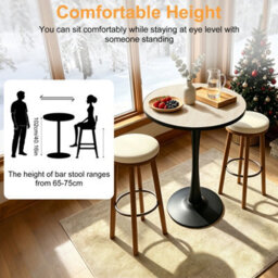 Fativo102Cm Round Bar Table Sintered Stone Top Pedestal Base Pub Bistro Cocktail Table For Home & Cafe - thumbnail 3