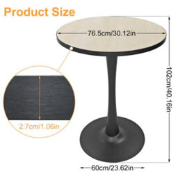 Fativo102Cm Round Bar Table Sintered Stone Top Pedestal Base Pub Bistro Cocktail Table For Home & Cafe - thumbnail 2