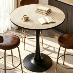 Fativo102Cm Round Bar Table Sintered Stone Top Pedestal Base Pub Bistro Cocktail Table For Home & Cafe - thumbnail 8