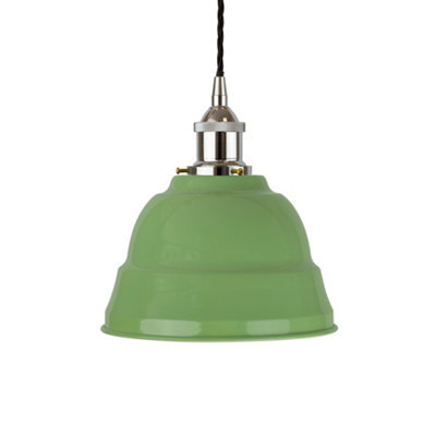 Mint Green Lincoln Painted Dome Pendant Light With Nickel Lamp Holder And Black Twisted Cable - Se Home - image 1
