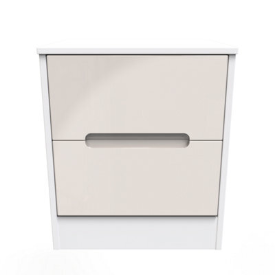 Turin 2 Drawer Bedside Cabinet In Kashmir Gloss & White (Ready Assembled) - image 1