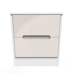 Turin 2 Drawer Bedside Cabinet In Kashmir Gloss & White (Ready Assembled) - thumbnail 1