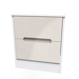 Turin 2 Drawer Bedside Cabinet In Kashmir Gloss & White (Ready Assembled) - thumbnail 3