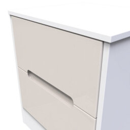 Turin 2 Drawer Bedside Cabinet In Kashmir Gloss & White (Ready Assembled) - thumbnail 4