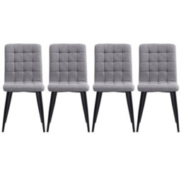 Thehotsale 4Pcs Tufted Modern Armless Dining Chairs With Metal Legs - thumbnail 4