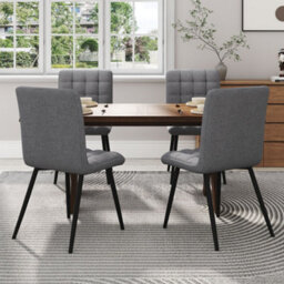 Thehotsale 4Pcs Tufted Modern Armless Dining Chairs With Metal Legs - thumbnail 3