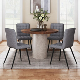 Thehotsale 4Pcs Tufted Modern Armless Dining Chairs With Metal Legs - thumbnail 2