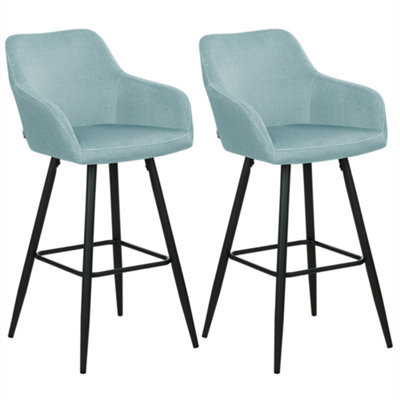 Beliani Set Of 2 Bar Chairs Casmalia Velvet Light Blue - image 1