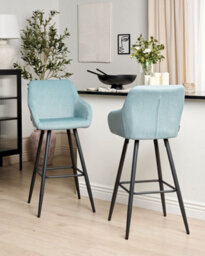 Beliani Set Of 2 Bar Chairs Casmalia Velvet Light Blue - thumbnail 2