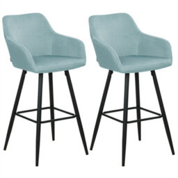 Beliani Set Of 2 Bar Chairs Casmalia Velvet Light Blue - thumbnail 1