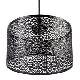 Happy Homewares Ornate Moroccan Style Decorated Black Gloss Metal Pendant Lamp Shade - thumbnail 5