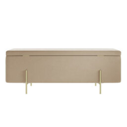 LPD Lola Beige Velvet Storage Ottoman - Cushioned Seat With Brushed Gold Legs - thumbnail 3