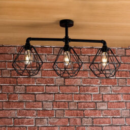 Valuelights Luiggi Industrial Satin Black 3 Way Bar Pipework Ceiling Light - thumbnail 5