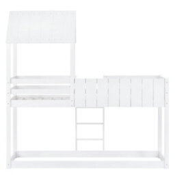 Matteo Stylish Wooden Bunk Bed With Ladder, Guard Rail & Treehouse Canopy, 3 Ft Single, Space-Saving Design, White-90X190 Cm - thumbnail 8