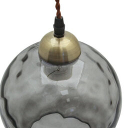 Long Life Lamps Company Vintage Globe Smoked Grey Ripple Glass Ceiling Pendant Lamp Glass H3005 - thumbnail 4