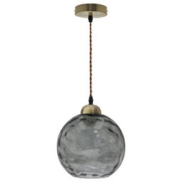 Long Life Lamps Company Vintage Globe Smoked Grey Ripple Glass Ceiling Pendant Lamp Glass H3005 - thumbnail 3