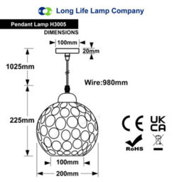 Long Life Lamps Company Vintage Globe Smoked Grey Ripple Glass Ceiling Pendant Lamp Glass H3005 - thumbnail 2
