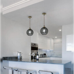 Long Life Lamps Company Vintage Globe Smoked Grey Ripple Glass Ceiling Pendant Lamp Glass H3005 - thumbnail 7