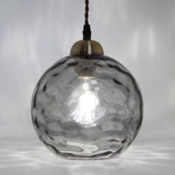Long Life Lamps Company Vintage Globe Smoked Grey Ripple Glass Ceiling Pendant Lamp Glass H3005 - thumbnail 6